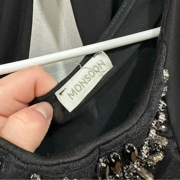 Monsoon black long sleeveless beaded front dress - Picture 6 of 7